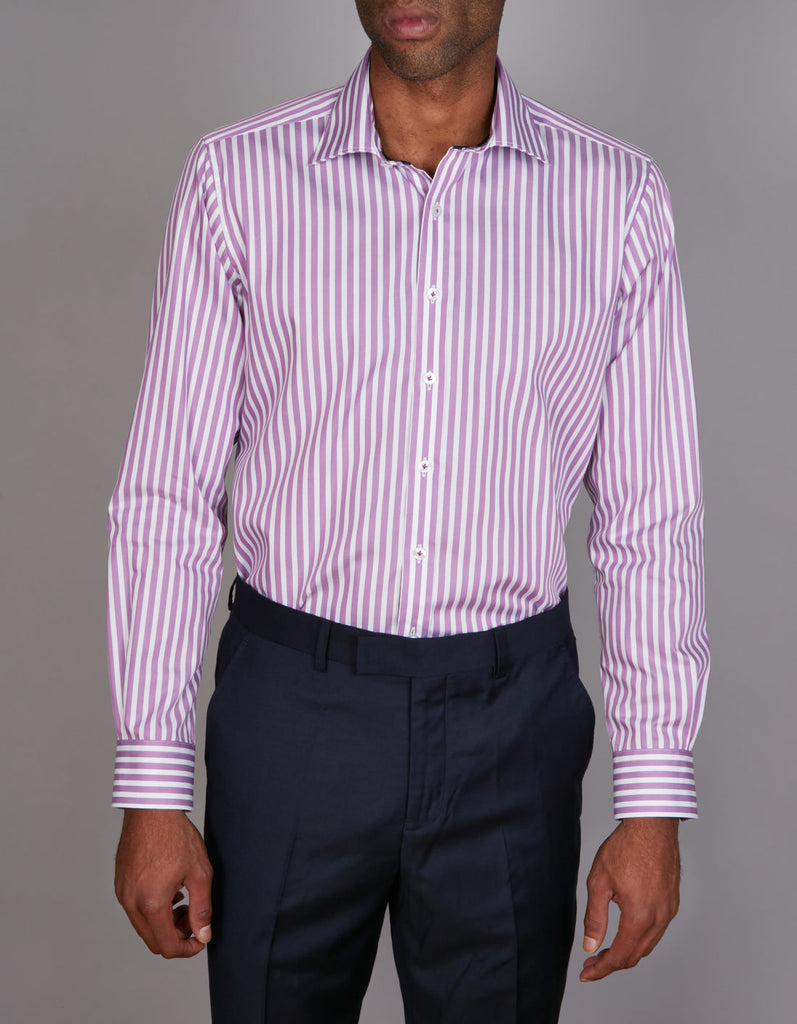 Abelard Fiorenze Mulberry Fine Stripe Slim Fit Shirt