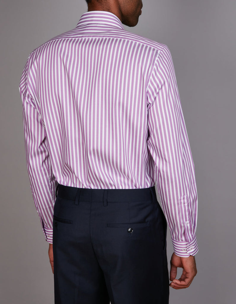 Abelard Fiorenze Mulberry Fine Stripe Slim Fit Shirt